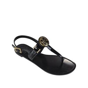 Tory Burch Black Leather Logo Thong Slingback Sandals – Women’s 7.5